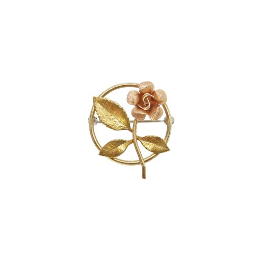 クレメンツ(Krementz)小さな薔薇と金色のリングのヴィンテージブローチ｜Daisy BonBon アクセサリー週販ショップ