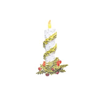 モミの木で装飾したクリスマスキャンドルブローチ