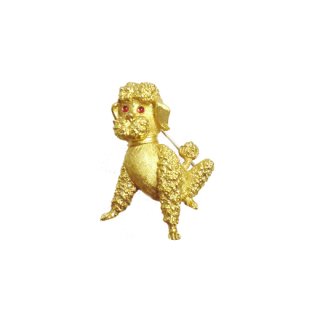トリファリ・可愛い金色のプードルのブローチ
