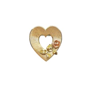 クレメンツ(Krementz)金色のハートと小さな薔薇のヴィンテージブローチ｜ Daisy BonBon アクセサリー通販ショップ