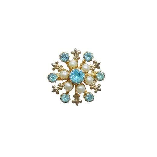 コロ・ラインストーンとユリの紋章のヴィンテージブローチ