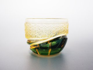 緑アンバー菊つなぎ酒杯
