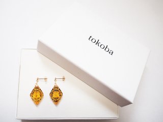 ボタニカルウエディング tokoba トコバ 江戸切子 ドロップ・ピアス ルリ菊つなぎ(K18)