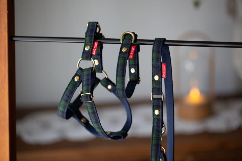 カラー＆リードセット ブラックウォッチ - 「D×2」 犬用 オリジナル