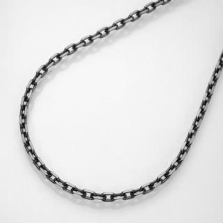 4面カットあずきブラック(燻し)チェーン - シルバーアクセサリー専門店