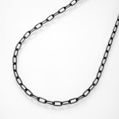 シルバー925 燻し仕上げ あずきチェーン ネックレス 幅4mm 50cm