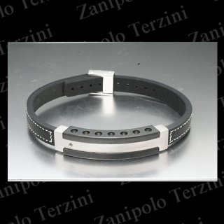 a1476-WH Zanipolo Terzini ザニポロ タルツィーニ ブレスレットブラックダイヤモンドIPブラックチタンコーティング(ホワイトステッチ)