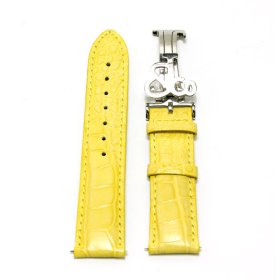 アウトレット ジェイコブ 純正レザーベルト 20mm イエロー JCCS ロゴフォールディングバックル付き JACOB&CO.  腕時計 レディース 革ベルト 黄色