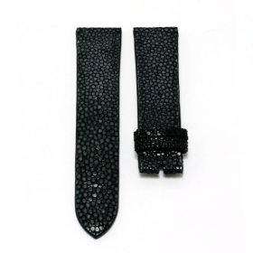 アウトレット ガルーシャストラップ 22mm ブラック 黒 バックル・金具なし  腕時計 メンズ レディース レザーベルト 革ベルト エイ革　スティングレイ