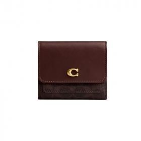 コーチ ミラ スモール フラップ ウォレット・シグネチャー キャンバス CAT56 B4MPL b4/maple メープル 三つ折り財布 COACH  レディース