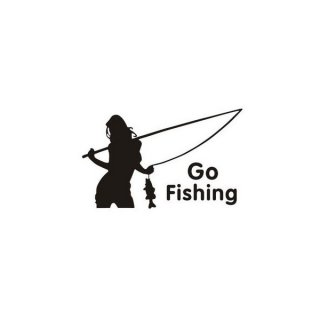 フィッシングステッカー 「 Go Fishing！釣り人3 ： 美女に釣られました 」15×9cm