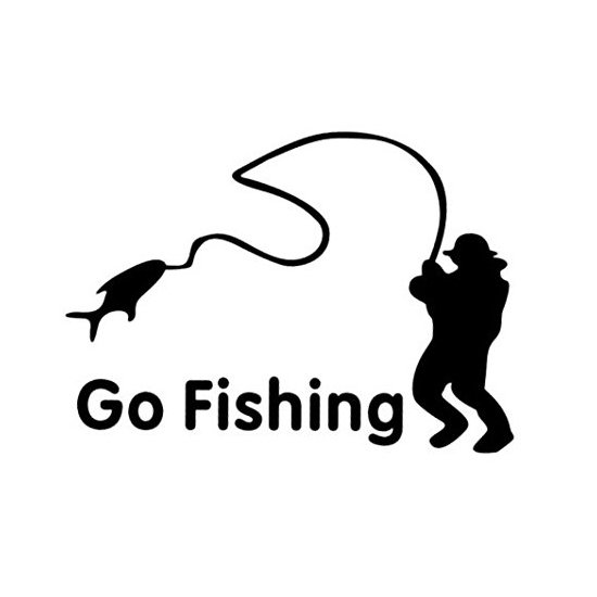 オルルド釣具】フィッシングステッカー 「 Go Fishing！釣り人2 釣れた