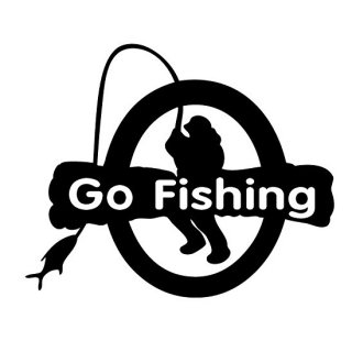 フィッシングステッカー 「 Go Fishing！釣り人4 カラフルバイト！」 20×20cm