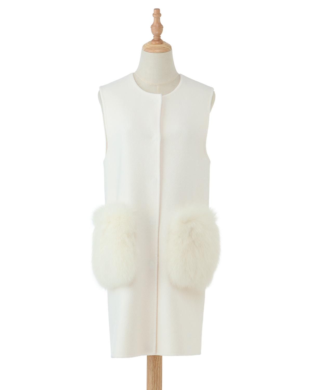 【美品】U-big ウールダブルフェイスFOXポケットジレ90 即納＋受注】ウールダブルフェイスFOXポケットジレ90