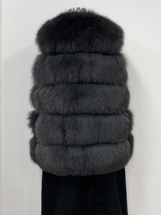 u-big 石井毛皮 FOX5段ベスト グレー リアルファー Mサイズ u-big 石井毛皮 FOX5段ベスト グレー リアルファー Mサイズ