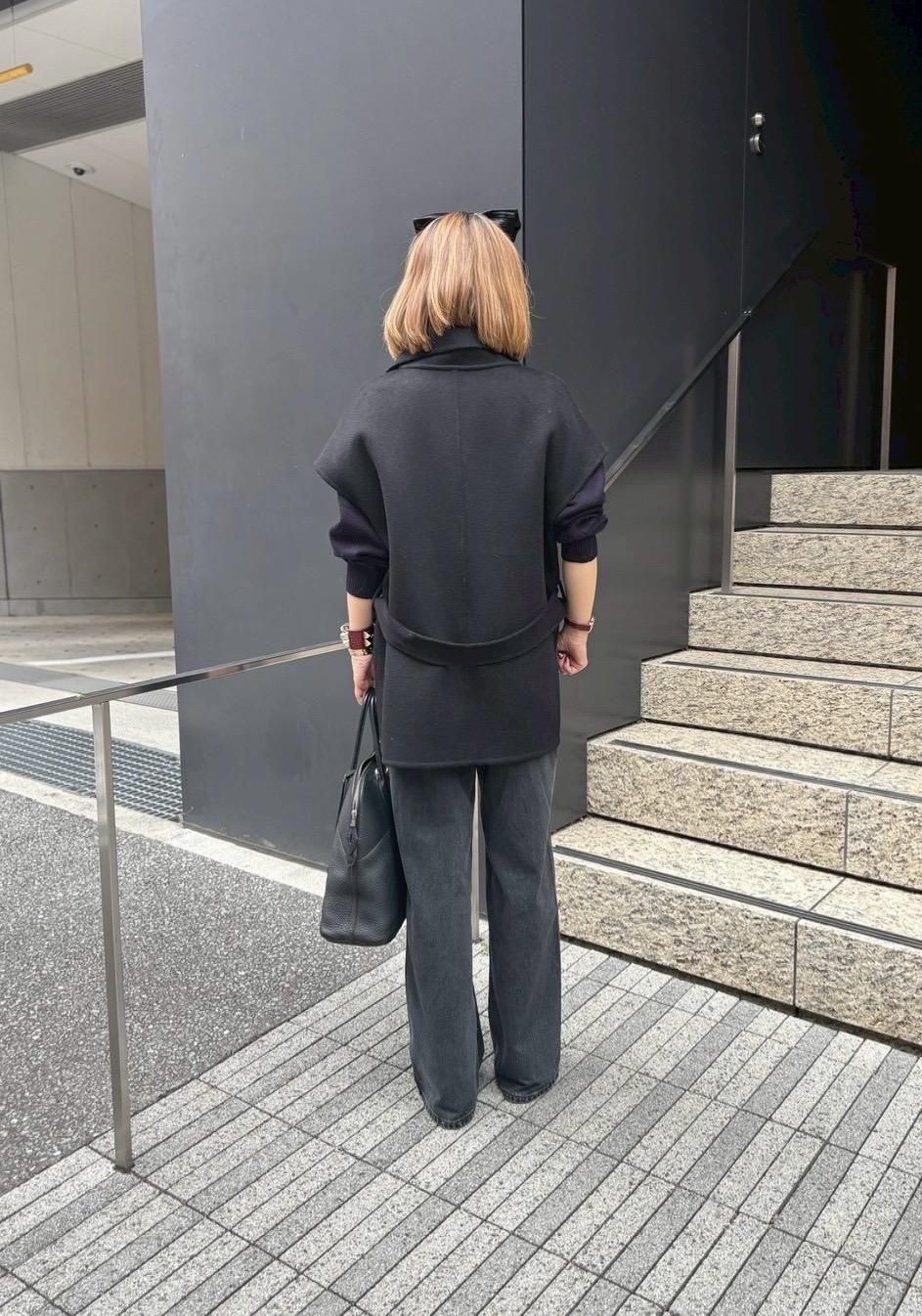 ウールダブルフェイスフレンチスリーブジレH