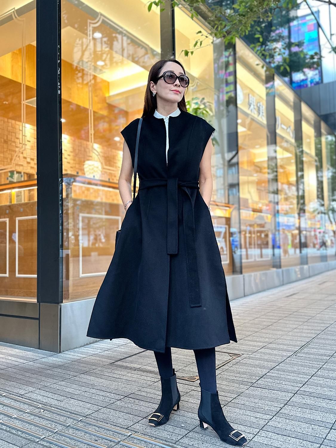 極美品✨定価7万　デパリエ　ダブルフェイスロングジレ　ウール　ブラック　38 極美品✨定価7万 デパリエ ダブルフェイスロングジレ ウール