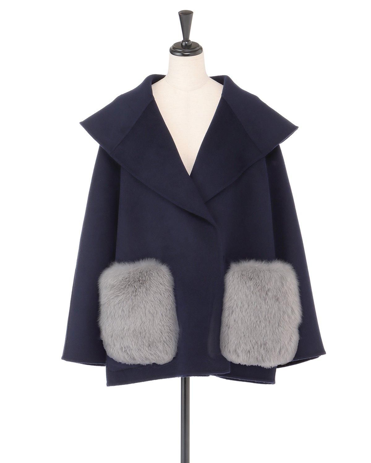 即納＋受注】ウールダブルフェイスショールカラーボリュームFOX