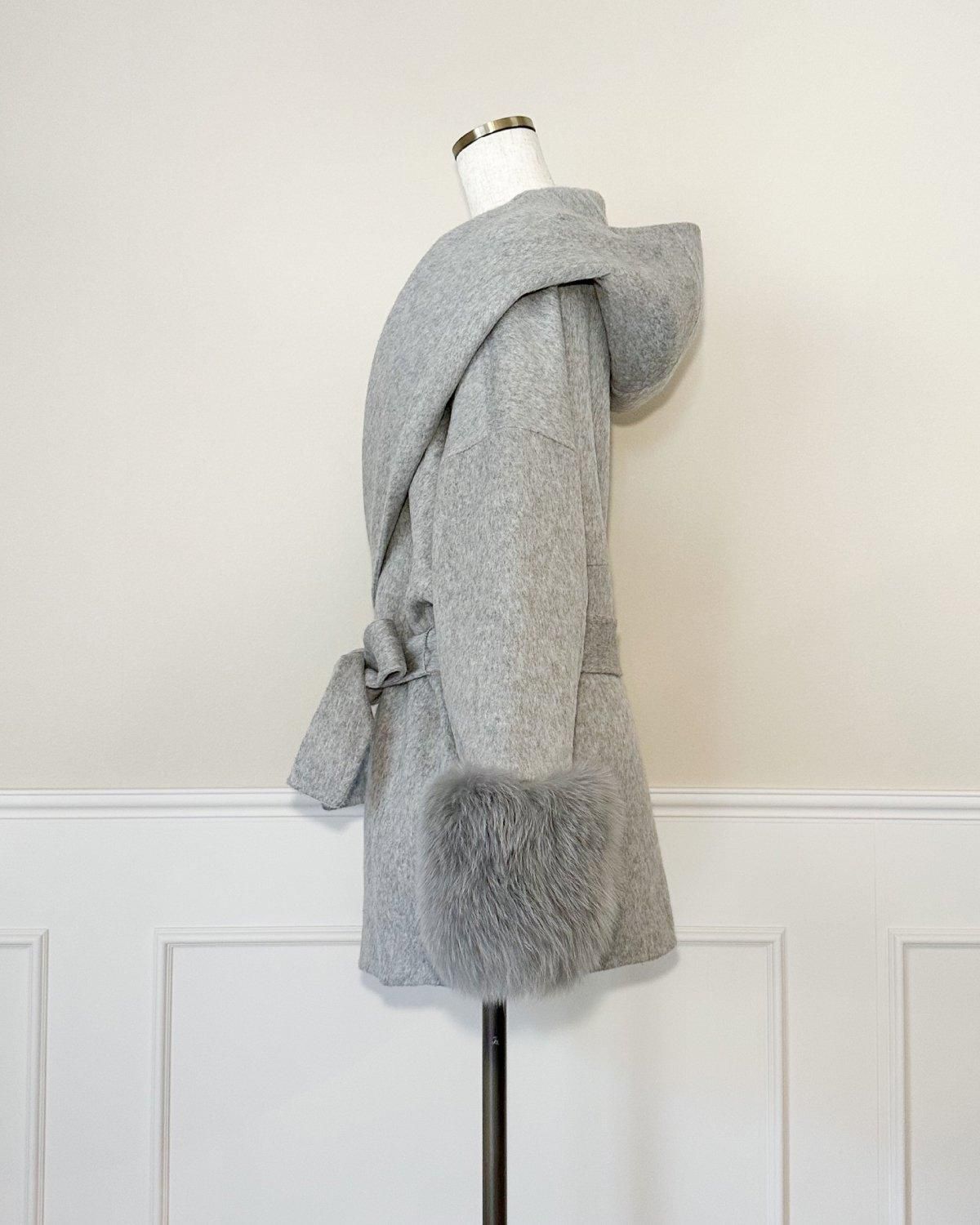 新品！石井毛皮　u-big　ウールダブルフェイスフーディーFOXカフスジャケット 石井毛皮 u-big ウールダブルフェイスフーディーFOXカフスジャケット