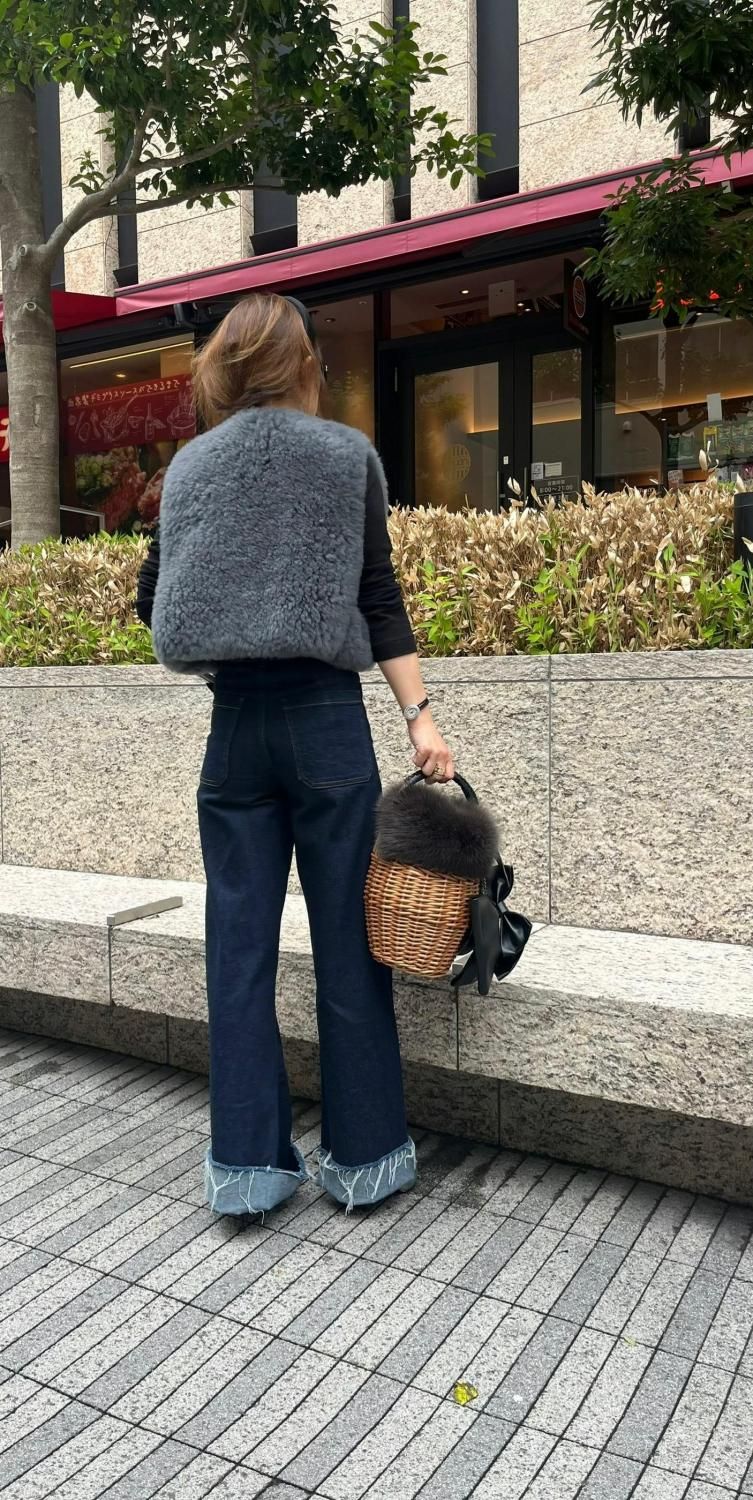 受注商品】カシミヤファーショートベスト