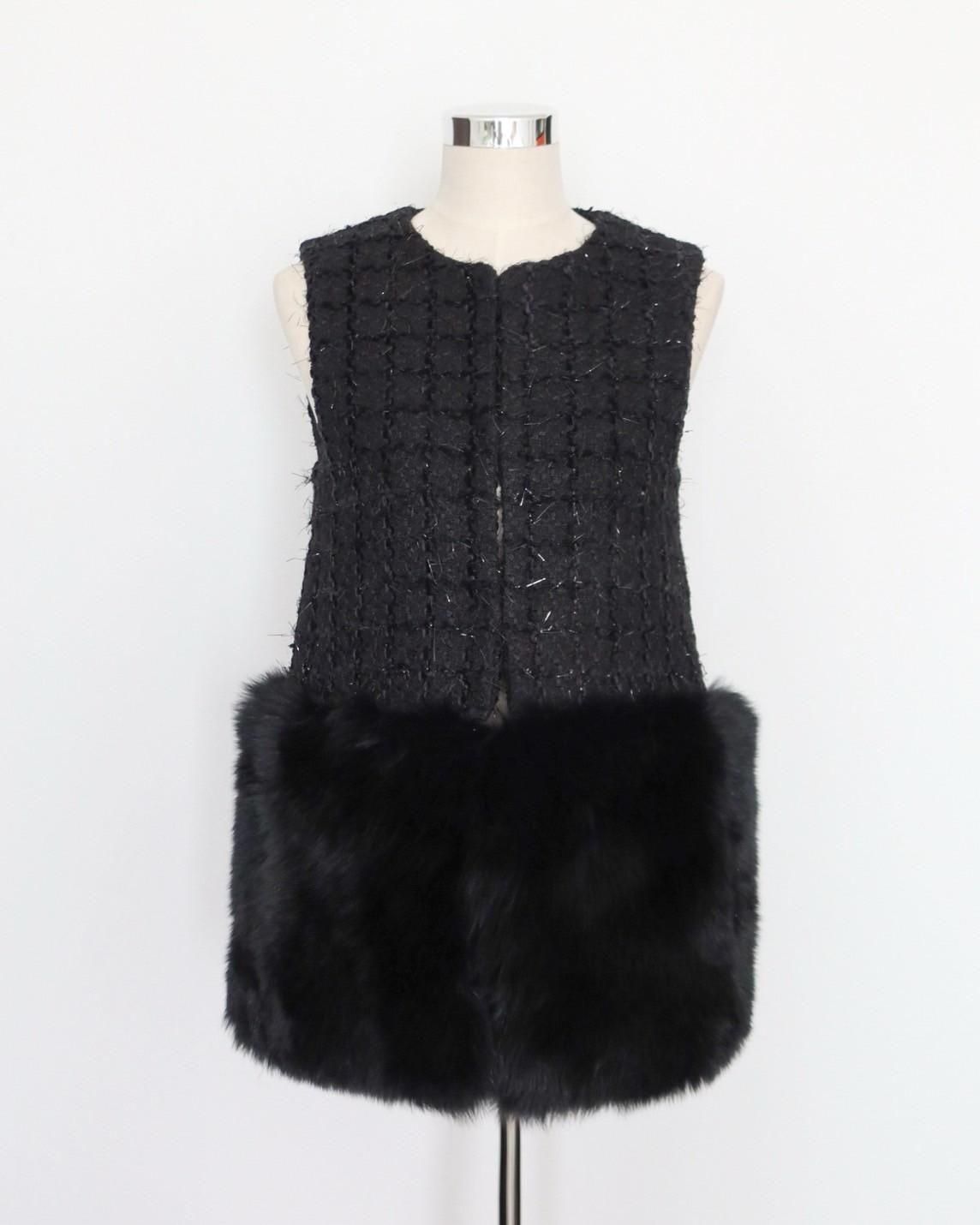 U-Big 石井毛皮 ボリューム FOXファー ジレ リアルファー ブラック S U-Big 石井毛皮 ボリューム FOXファー ジレ リアルファー