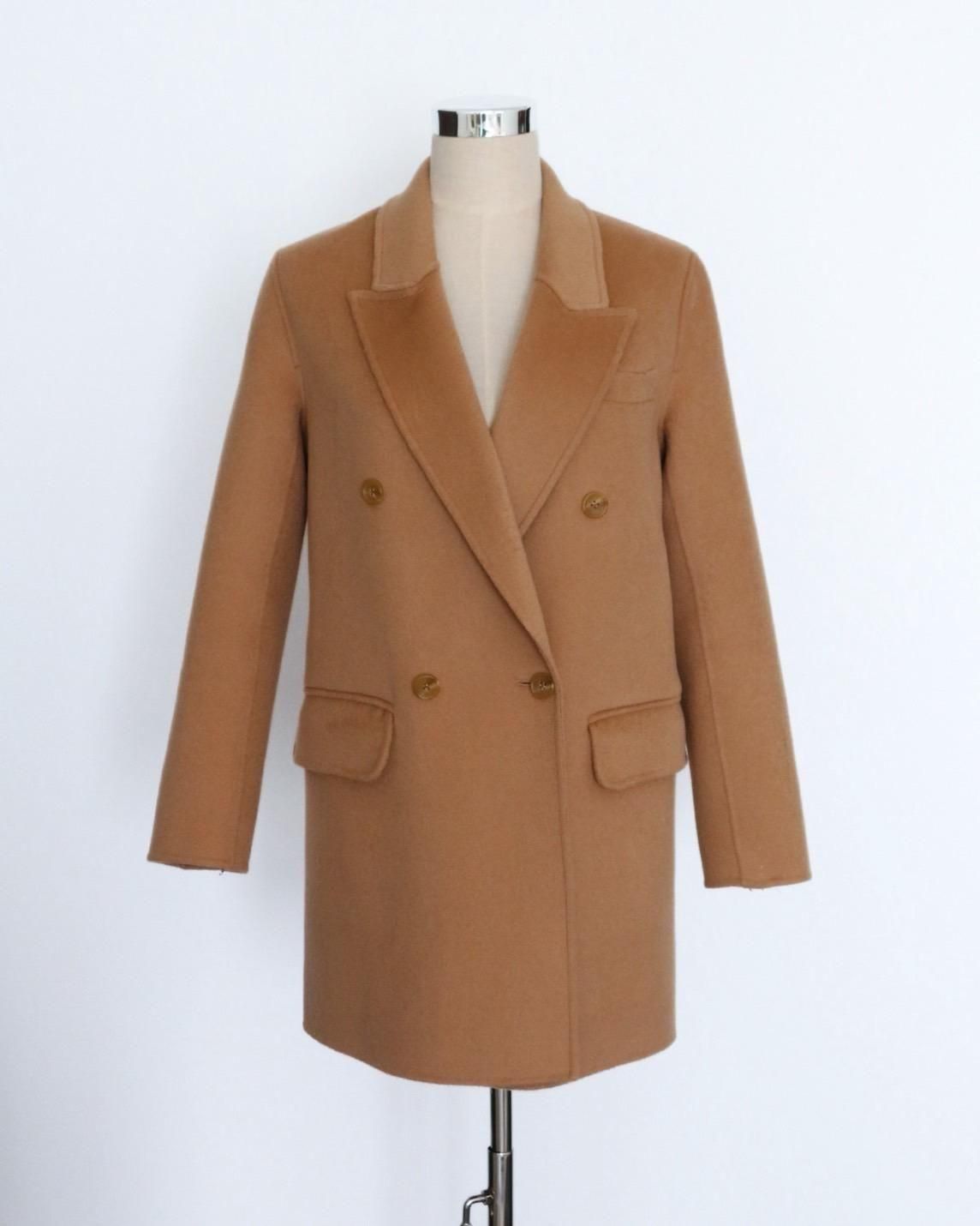 石井毛皮 u-big ダブルフェイスビッグカラー FOXポケット ロングコート ウールダブルフェイスポケットFOXファーロングコート