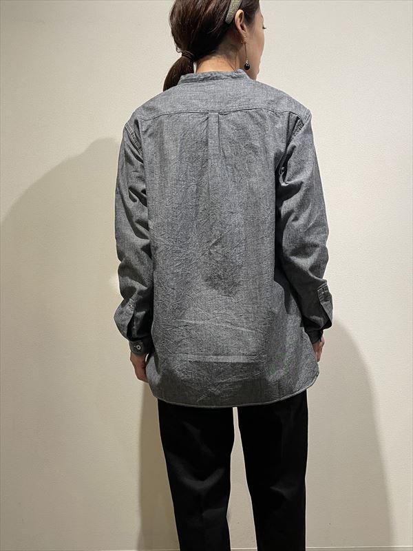 LOLO ロロ ブラックシャンブレーシャツ サイズL LOLO (ロロ) 定番プルオーバー型 ビックシャツ