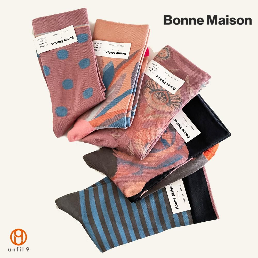 BM93 ボンメゾン Bonne Maisonレディースソックス 1足 北欧柄 - レッグ 