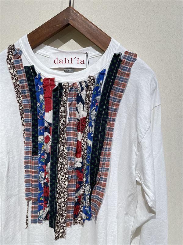 tシャツ dahl'ia / フリンジリボン リメイク カットソー レディース dahl'ia（ダリア） No.HD-55 マルチリボンリメイク長袖Tシャツ