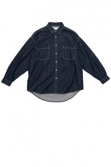 Graphpaper<br>Denim Regular Collar Shirt