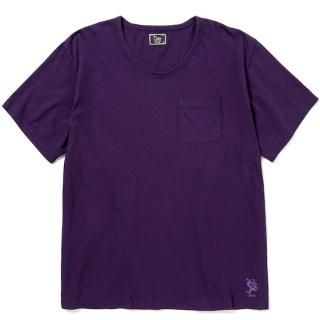 CALEE ꡼ Vintage reproduct knitted fabric u neck t-shirtPurple