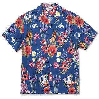CALEE キャリー Allover flower pattern amunzen cloth S/S shirt＜Navy＞