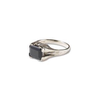 CALEE ꡼ Cut stone silver ring -black cubic-Silver