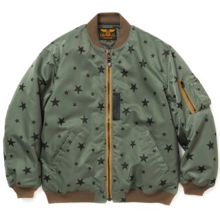 CALEE キャリー Allover star pattern MA-1 type flight jacket＜Olive＞
