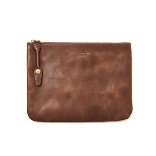 ROLLING DUB TRIO ローリングダブトリオ SQUARE ZIP & SNAP POUCH size M -LEATHER＜BROWN HORSE＞