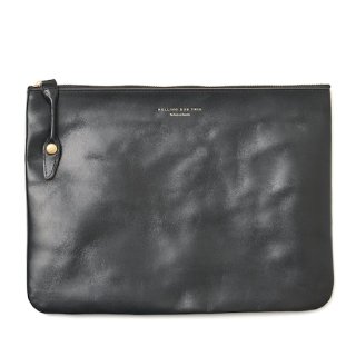 ROLLING DUB TRIO ローリングダブトリオ SQUARE ZIP & SNAP POUCH size L -LEATHER＜BLACK HORSE＞