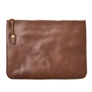 ROLLING DUB TRIO ローリングダブトリオ SQUARE ZIP & SNAP POUCH size L -LEATHER＜BROWN HORSE＞