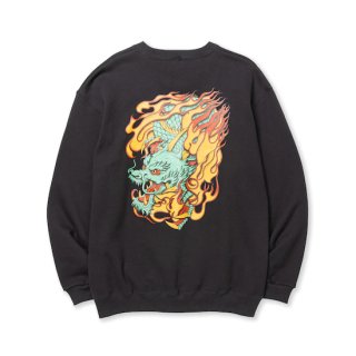CALEE キャリー FLAME DRAGON LOGO CREW NECK SW＜CHARCOAL＞<img class='new_mark_img2' src='https://img.shop-pro.jp/img/new/icons14.gif' style='border:none;display:inline;margin:0px;padding:0px;width:auto;' />