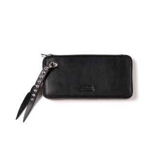 CALEE ꡼ PLANE LEATHER ROUND TYPE ZIP LONG WALLET STUDS CHARM