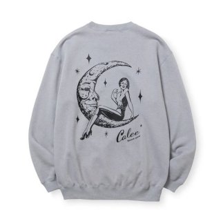 CALEE ꡼ SYNDICATE RETRO GIRL CREW NECK SW NATURALLY PAINT DESIGNGRAY