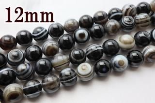 連売り【12mm】天眼石 アイアゲート 丸(ラウンド)1連約38cm ビーズ パーツ (穴あき)