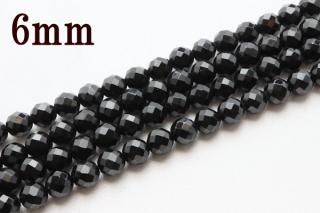 連売り【6mm】64面カット ブラック オニキス 1連約38cm ビーズ パーツ (穴あき)