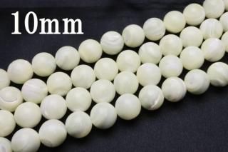 連売り【10mm】マザーオブパール 丸(ラウンド)1連約38cm ビーズ パーツ (穴あき)