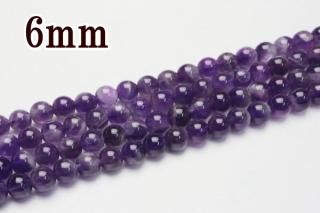 連売り【6mm】ケープアメジスト(ドッグティースアメジスト・シェブロンアメジスト) 丸(ラウンド)1連約38cm ビーズ パーツ (穴あき)