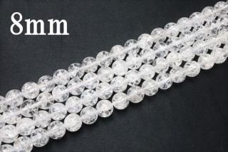 連売り【8mm】クラック水晶 丸(ラウンド)1連約38cm ビーズ パーツ (穴あき)クラッククォーツ
