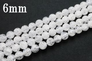 連売り【6mm】クラック水晶 丸(ラウンド)1連約38cm ビーズ パーツ (穴あき)クラッククォーツ