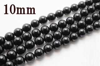 連売り【10mm】ブラック オニキス 丸(ラウンド)1連約38cm ビーズ パーツ (穴あき)