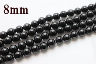 連売り【8mm】ブラック オニキス 丸(ラウンド)1連約38cm ビーズ パーツ (穴あき)
