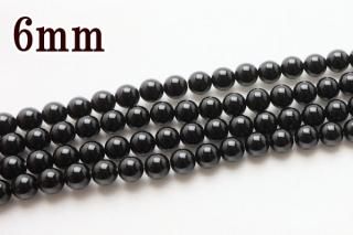 連売り【6mm】ブラック オニキス 丸(ラウンド)1連約38cm ビーズ パーツ (穴あき)