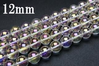 連売り【12mm】オーロラクォーツ 丸(ラウンド)1連約38cm ビーズ パーツ (穴あき)